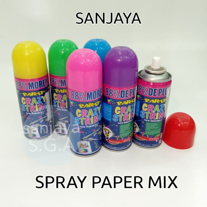 Crazy String / String Spray / Silly String / Semprotan Jaring Warna / Spray Paper Mix