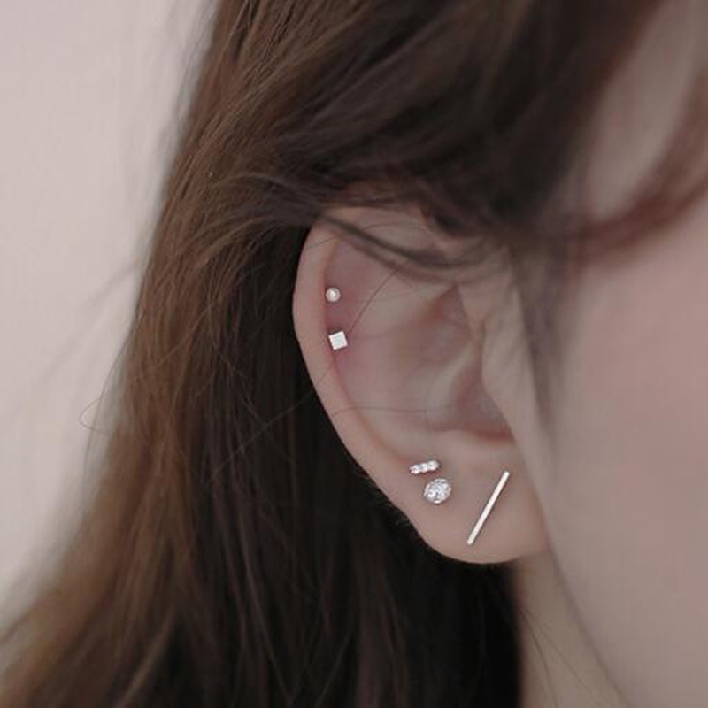 Roselife 5Pcs / Set Anting Tusuk Silver S925 Anti Alergi Bentuk Kupu-Kupu / Bintang / Tanduk Untuk Wanita