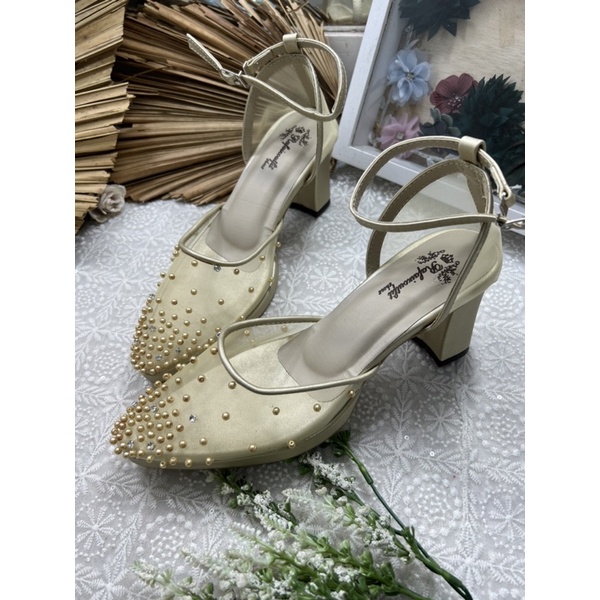 sepatu wanita Rafaizoutfit Aqila gold tinggi 7cm tahu