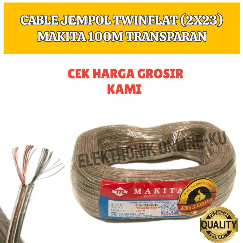 CABLE JEMPOL TWINFLAT 2×23 MAKITA 100M TRANSPARAN