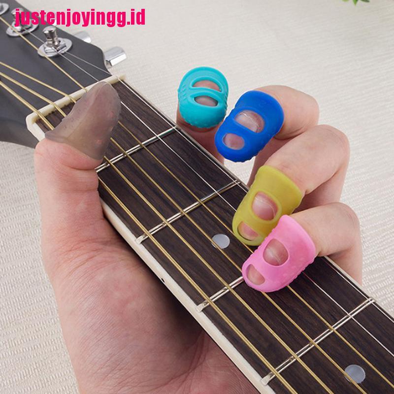 5pcs Pelindung Jari Bahan Silikon Untuk Bermain Gitar