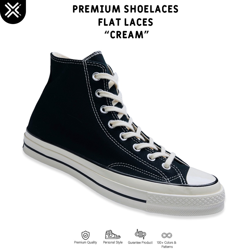 TALI SEPATU LILIN GEPENG CREAM (WAXED LACES) | PREMIUM SHOELACES