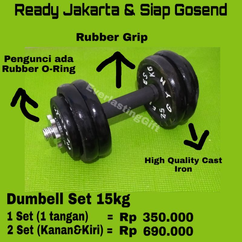 Dumbell Barbel Set 15kg Terlaris Siap Gosend