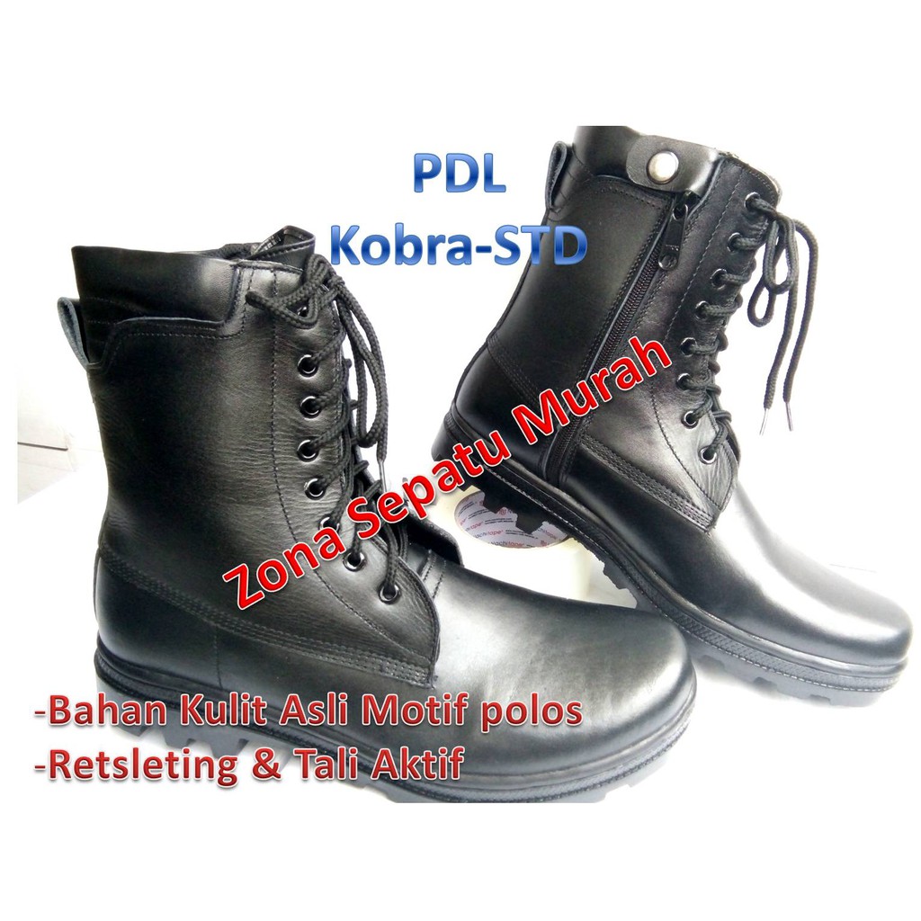sepatu PDL KOBRA resleting kulit asli standar TNI SATPol PP, Damkar