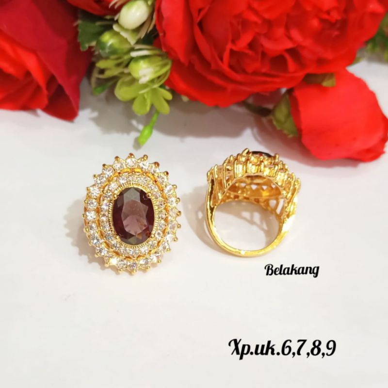 Cincin Dewasa Permata Zirkon mewah menawan,varian warna perhiasan emas Korea tidak karat *COD*