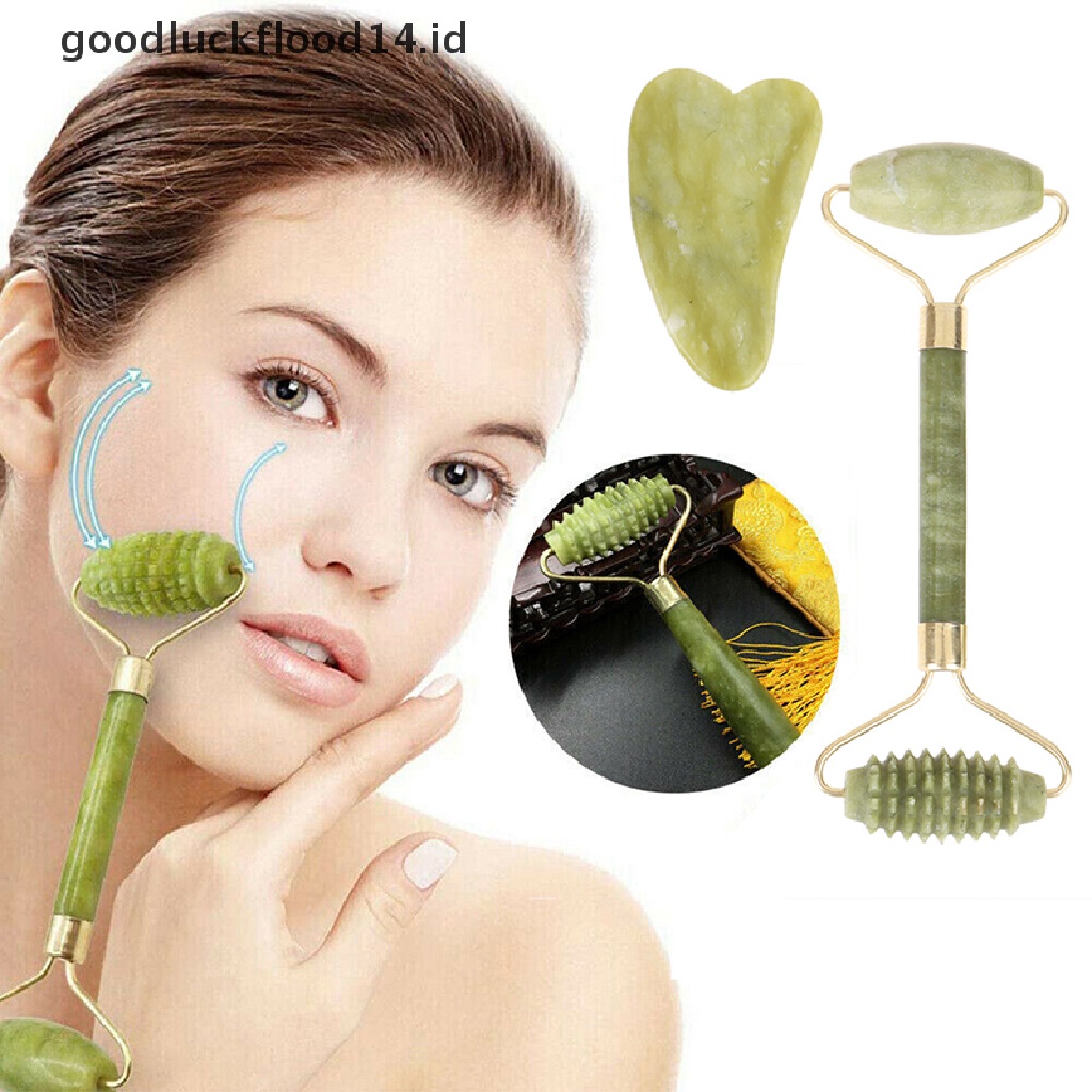 [OOID] Facial Massage Roller Double Heads Jade Stone Face Body Skin Relaxation ID