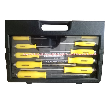 Krisbow Screwdriver Set 12pcs Perkakas Mekanik Set Obeng 1set Screw Driver Membuka Mengencangkan Baut Kris Bow