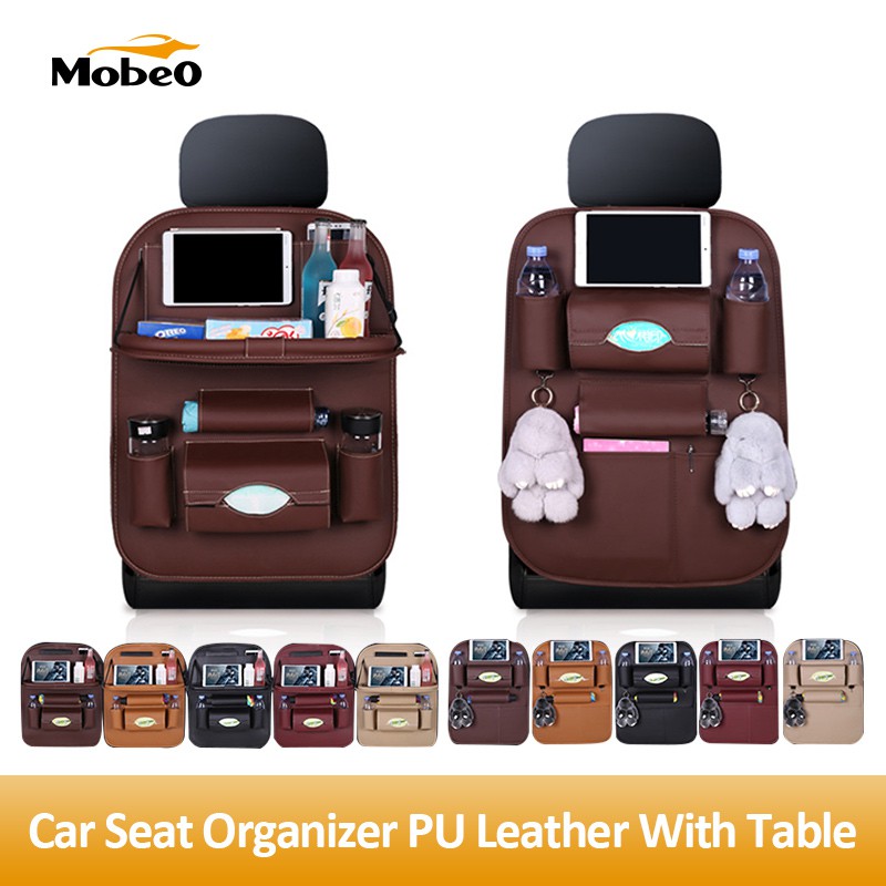 

Mobeo Car Seat Organizer Tas Kursi Mobil Multifungsi PU Leather + Meja / Kantong
