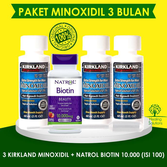 BAYAR DI TEMPAT Paket Obat Penumbuh Brewok, Kumis, Rambut, Bulu-3 Minoxidil dan Biotin TERBAIK