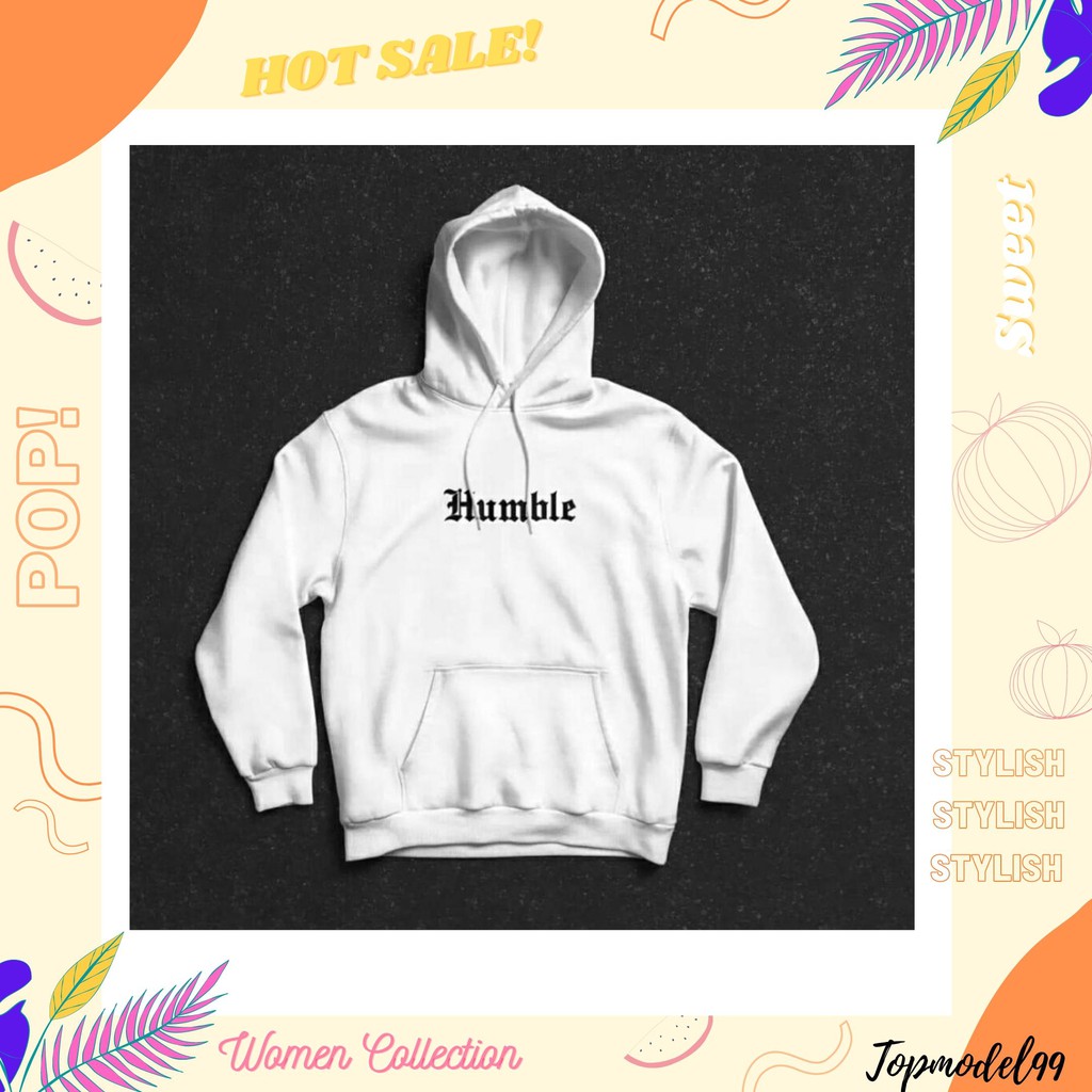 SWEATER HOODIE HUMBLE/BISA COD/Sweater Wanita-putih