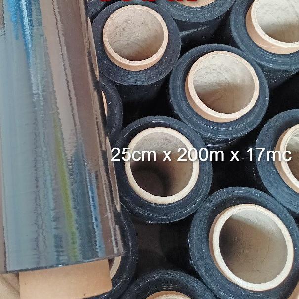 

➩ Stretch FIlm Hitam 25cm x 200m Plastik Wrapping Tebal Plastic wrap Bungkus koper Bandara Black ✭