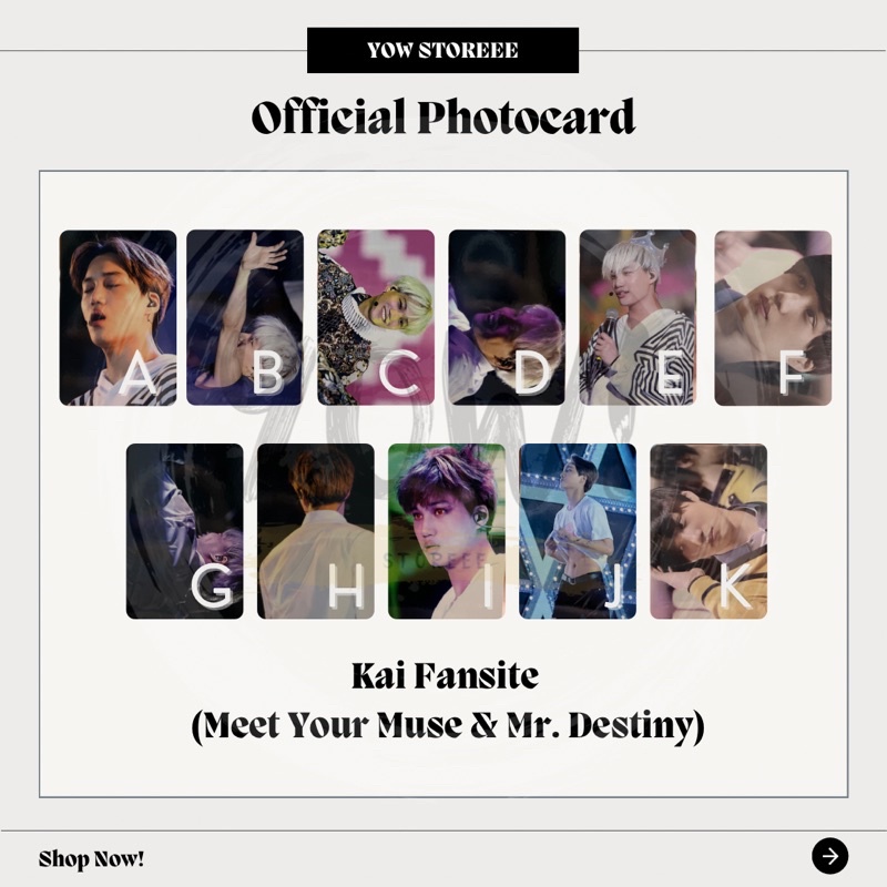 [KAI] EXO Kai Official Fansite Photocard - Meet Your Muse (MYM), Mr. Destiny - Kai Concert, Kai Grad