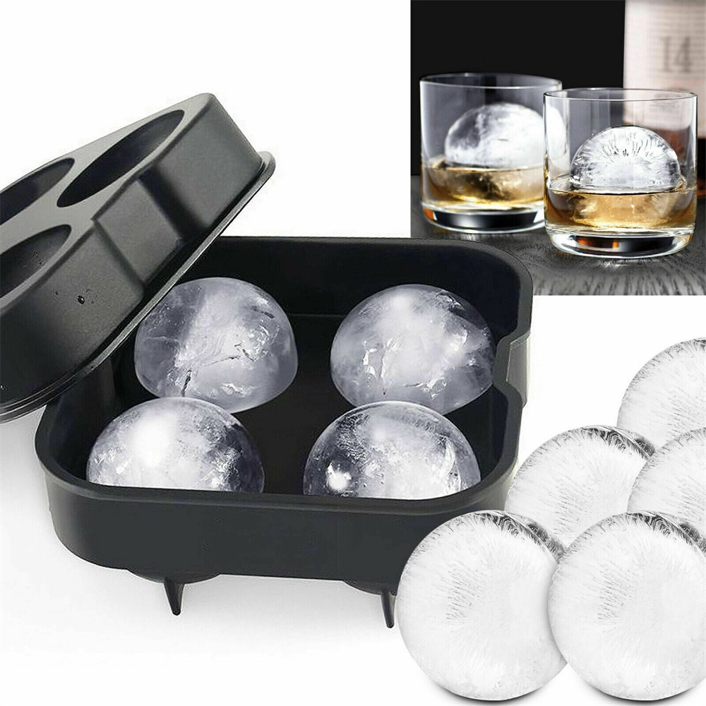 【COD Tangding】Fridge Black Square Round Ice Ball Box Silica Gel Mold for Summer Drink Mold