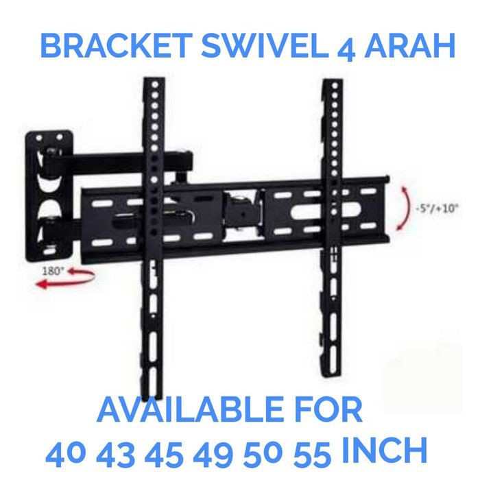 BRACKET TV 55 50 49 43 40 INCH SWIVEL 4 ARAH PREMIUM MODEL