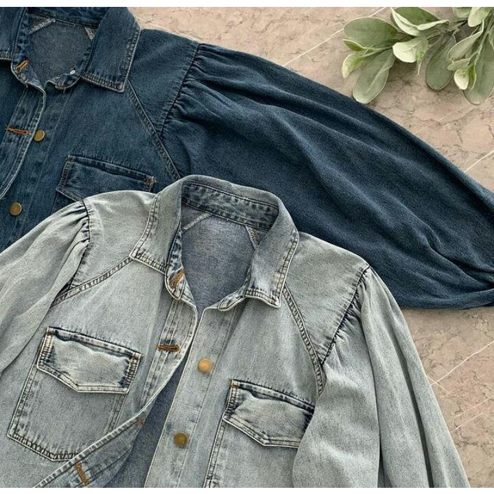 Jaket Jeans Wanita Oversize Balon Sandwash Jihan