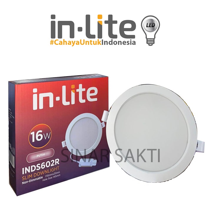 INLITE Lampu Downlight LED 16w 16 Watt Slim Downlight Inlite INDS602R
