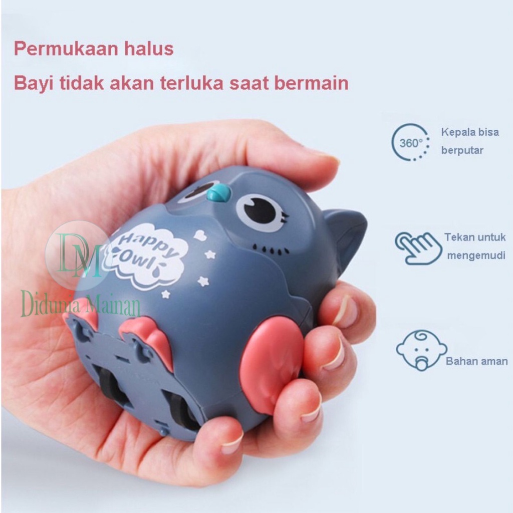 mainan edukasi anak figure burung hantu tekan jalan happy owl baby press and go