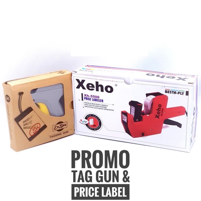 COMBO 3-SET TAG GUN Baju &amp; LABEL  HARGA TAG GUN EVBES PRICE LABEL XEHO