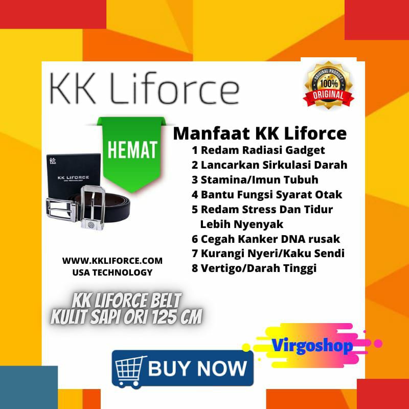 Sabuk Kesehatan Pria KK Liforce Belt 125 cm Kulit Sapi (2 Sisi Hitam & Coklat)