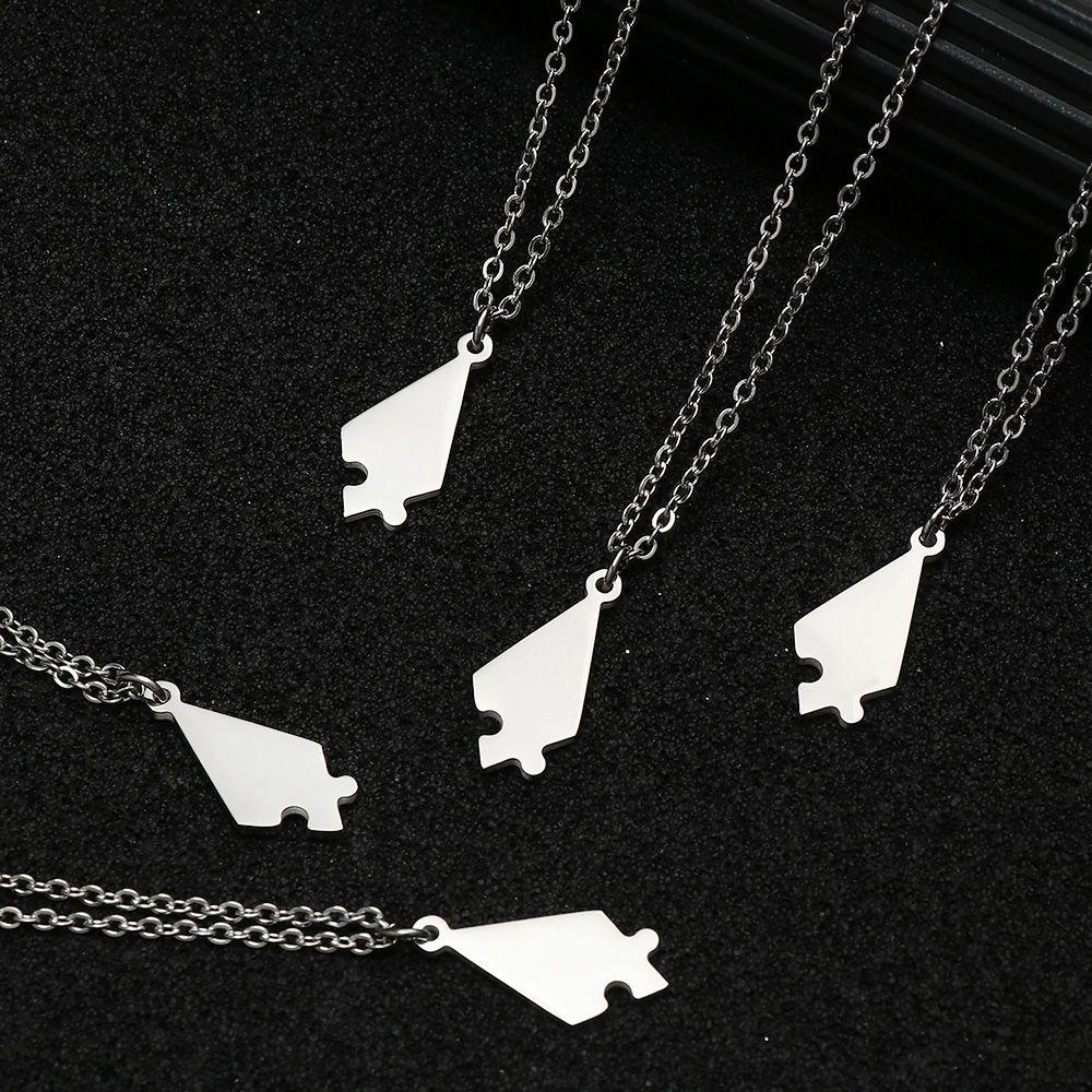 Lily 5Pcs/Set Kalung Persahabatan Mode Potongan Puzzle Hadiah Ulang Tahun Jahitan BFF Necklaces