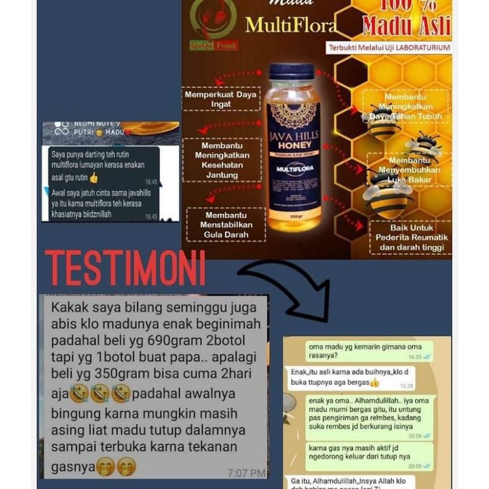 GRATIS SENDOK KAYU / MADU MULTIFLORA / MADU JAVAHILLS || Madu Multiflora  javahills