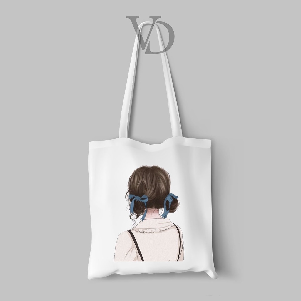 TOTE BAG KANVAS MOTIF ABSTRACT TUMBLR GIRL TERBARU / AESTHETIC TOTE BAG / TAS BELANJA MOTIF Wattpad