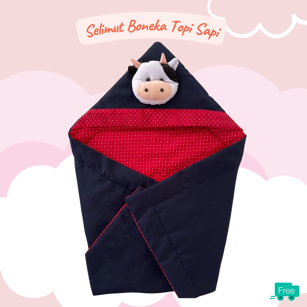 Selimut Bayi Topi Boneka Sapi Termurah dan terlaris / Selimut Bayi Lucu / Selimut Bayi Murah