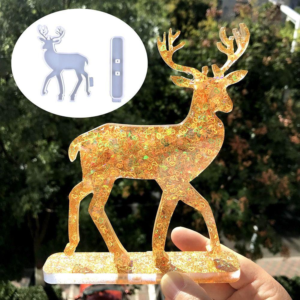 Suyo Natal Elk Cetakan Silikon Rumah Tangga DIY Kerajinan Desktop Ornamen Casting Cetakan