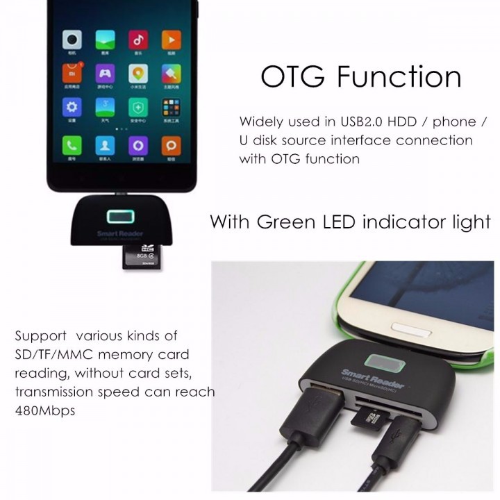 Smart Reader OTG TYPE C SD TF Card Reader USB 2.0 Adapter Connector