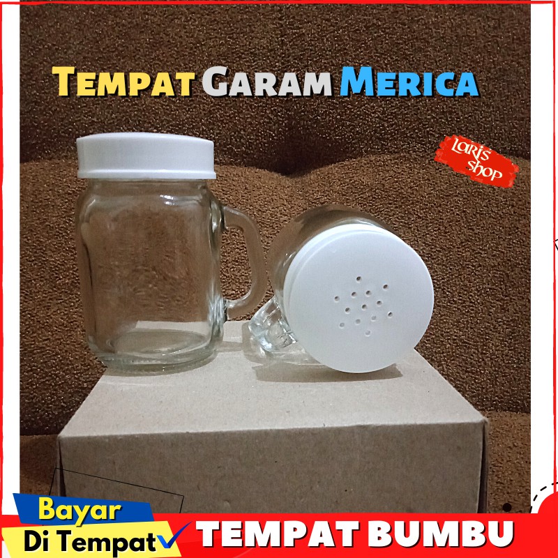 Gelas Botol Kecil Kaca Tempat Bumbu Garam Merica tutup Plastik Kedaung