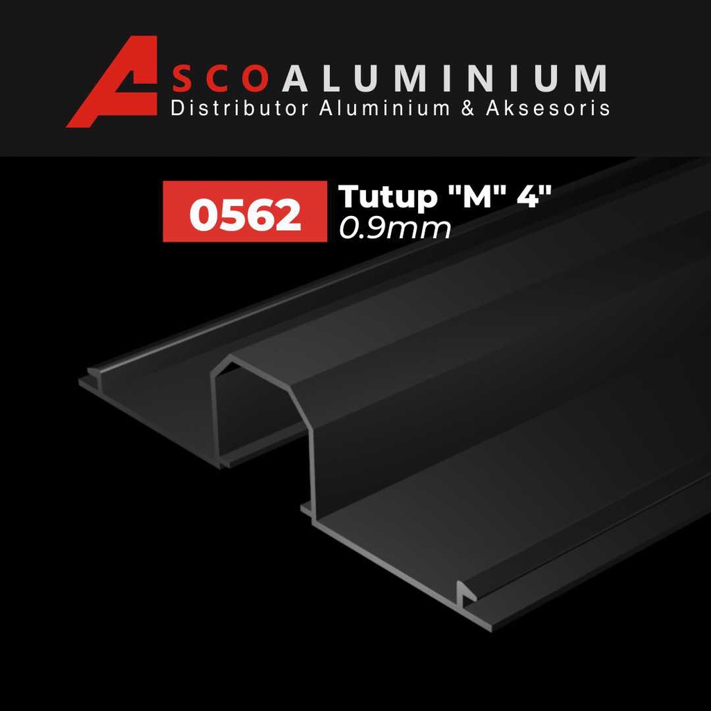 Aluminium Tutup "M" Profile 0562 kusen 4 inch