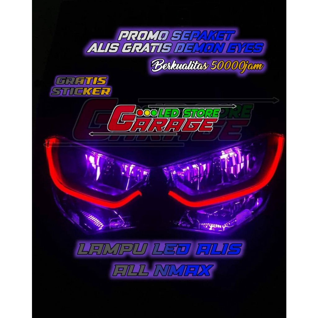 SEPAKET LAMPU LED ALIS DRL FLEXSIBEL ALL NMAX GRATIS DEMON EYES BERKUALITAS BAGUS FREE STICKER DAN KARDUS
