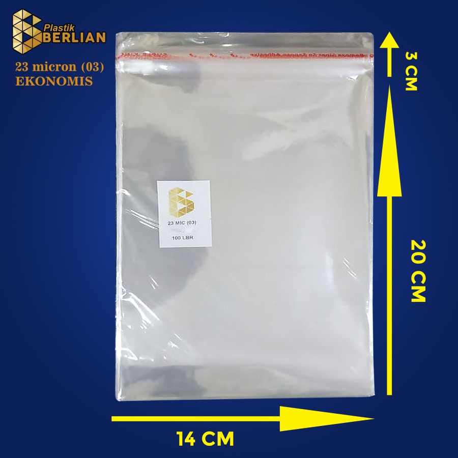 

14 x 20 cm Plastik OPP EKONOMIS 23micron (100 lbr) (lem/seal)