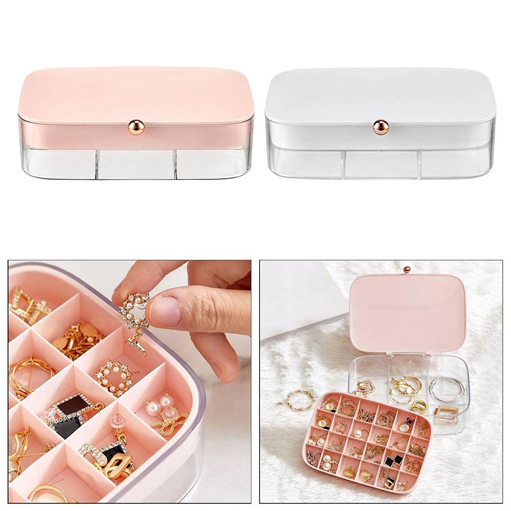 【 ELEGANT 】 Organizer Perhiasan Tahan Air Gadis Kalung Case ABS Perempuan Multi-Layer Tempat Anting