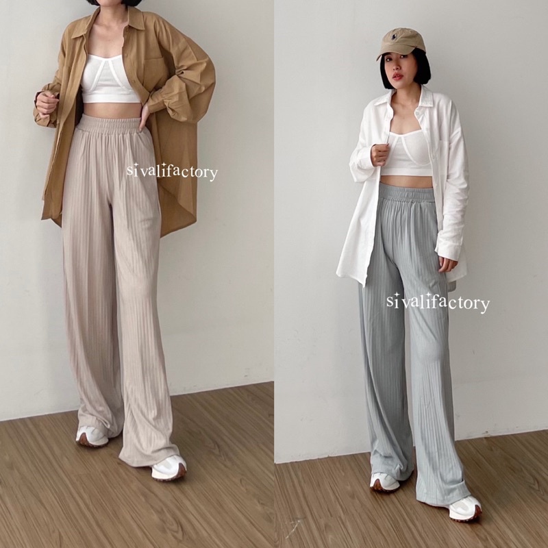 SIVALI Kai Knit Pants - Celana Kulot Knit Tebal - Celana Wanita