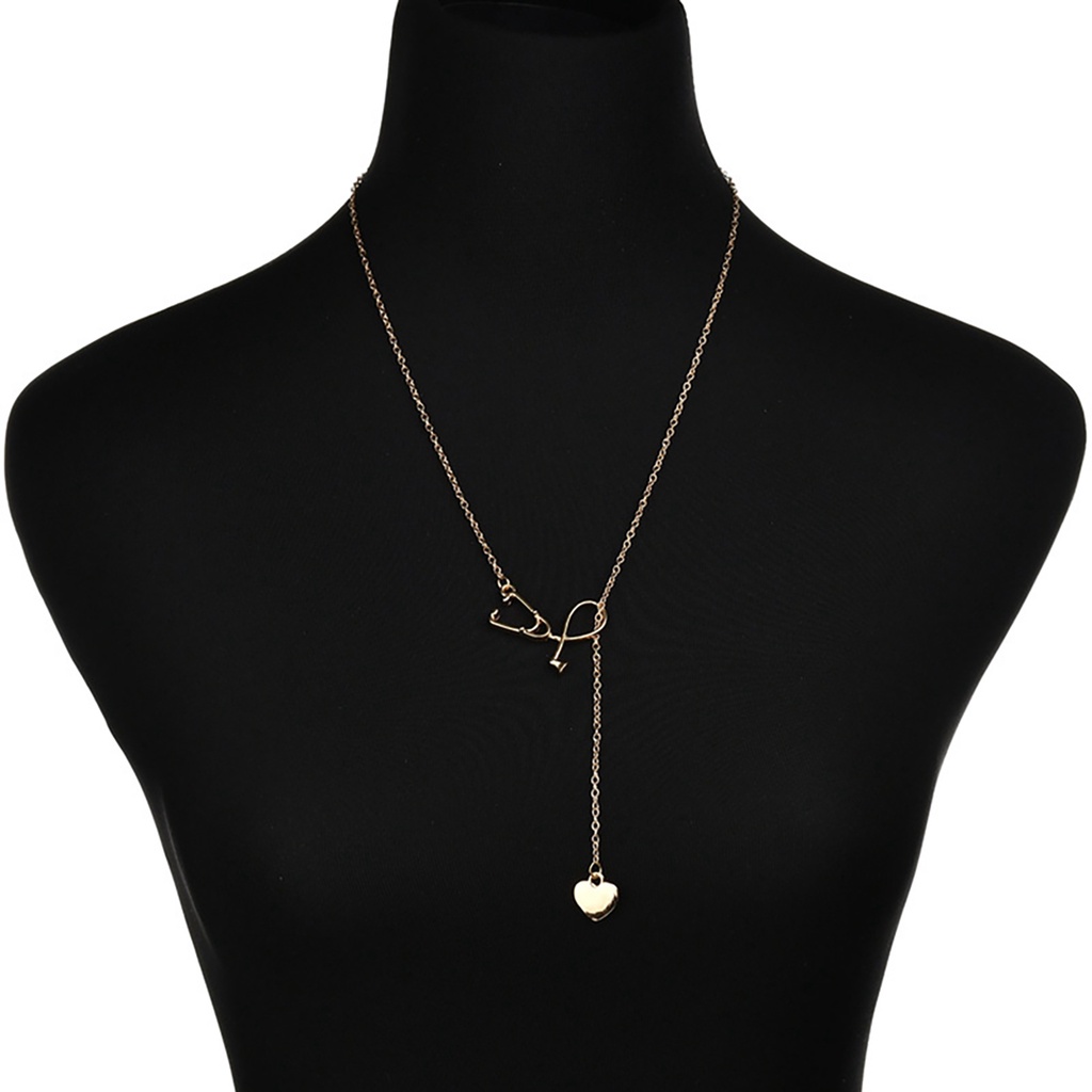 Hu Hu Hu Hu Hu Alat Bantu Pasang Kacamata♡ Kalung Rantai Dengan Liontin Bentuk Stetoskop Bahan Alloy Untuk Hadiah
