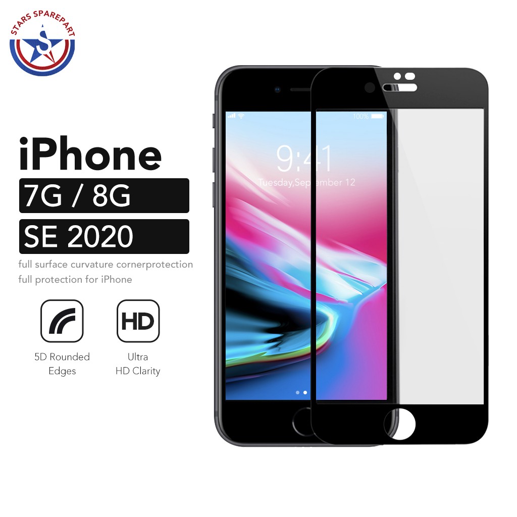 Tempered Glass 5D iPhone SE 2020 7 7G 8 8G Fullcover