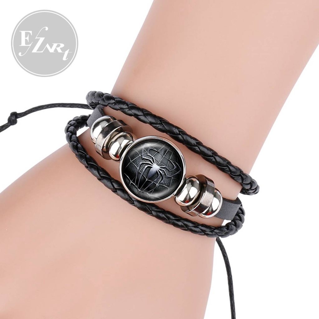 GELANG SPIDER MAN GAMBAR LOGO SPIDERMAN MARVEL HERO PETER PARKER KULIT KEPANG MULTILAYER PRIA WANITA