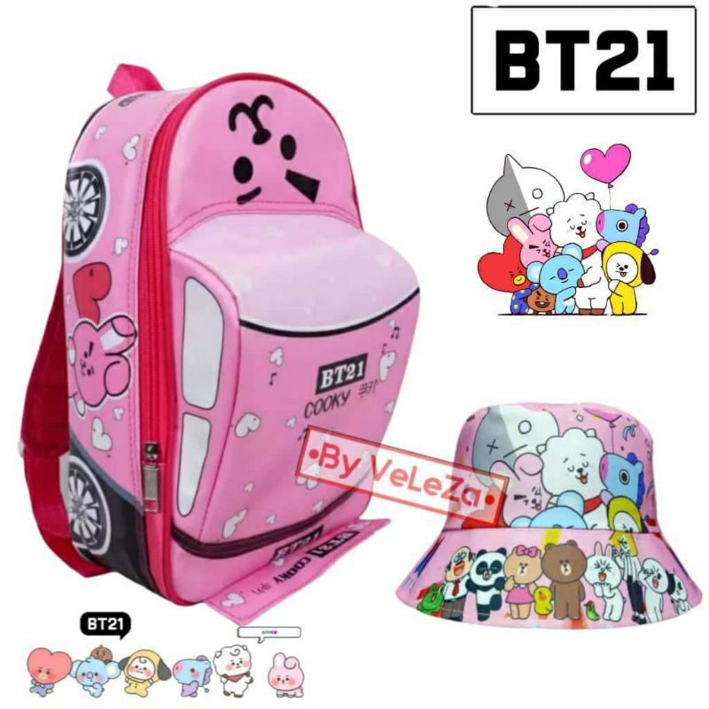 RANSEL ANAK 2IN1 TAS ANAK MOTIF MOBIL  FREE MASKER PAUD/TK