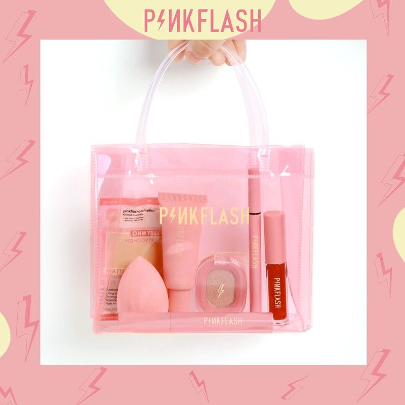 PINKFLASH PVC PINK Handbag Gift bag Waterproof PVC Travel pouch Cosmetic pouch transparent bag