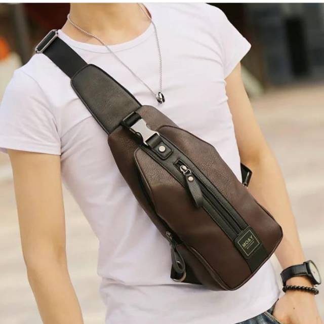 Tas Selempang Kulit Pria Sling Bag MO&Y⁣⠀