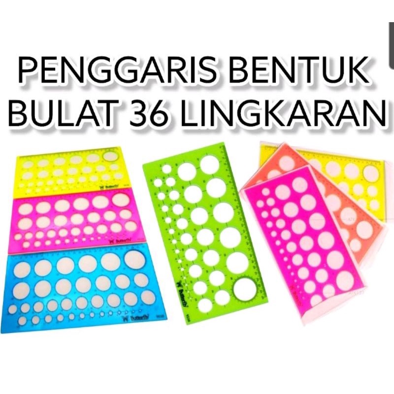

Penggaris Pola Bulat 36 ukuran Lubang Lingkaran Butterfly
