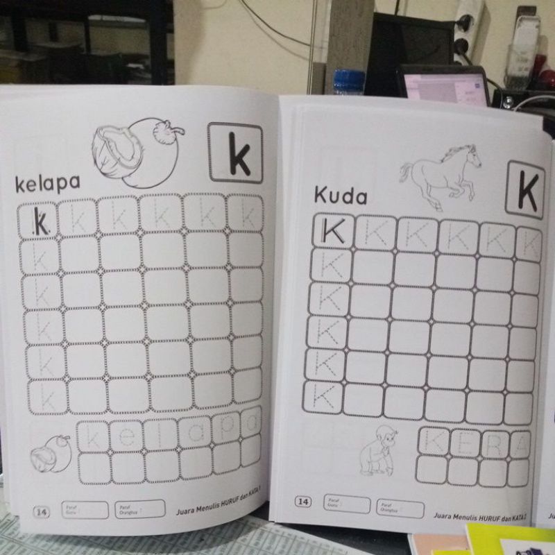 buku juara menulis huruf dan kata,  paket 2 buku 1&amp;2 (15×24cm)