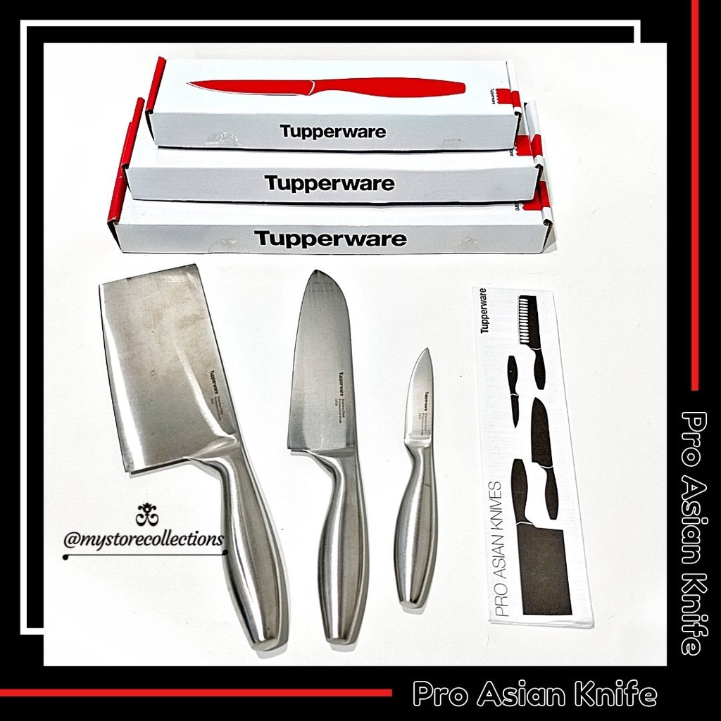 Tupperware Pro Asian Knife Set ( Santoku , Chopper , Paring ) Pisau Tupwr