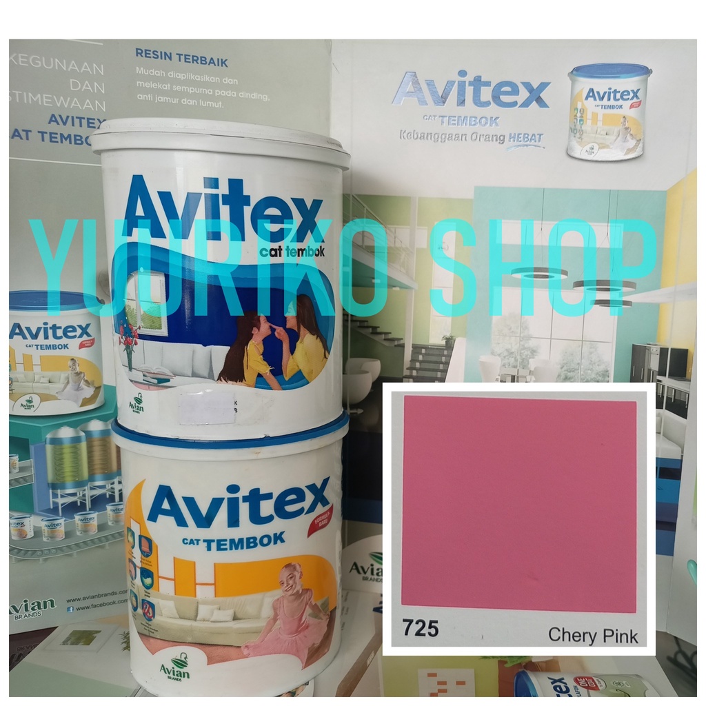 Cat tembok avitex 5kg cat campuran air cat 725 triplek Chery Pink