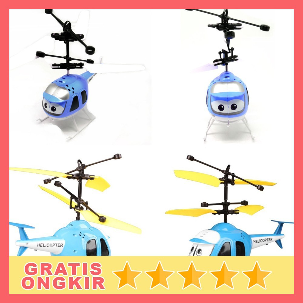 Grab Medan Mainan Helikopter Anak Anak dengan Kontrol Sensor 2CH Blue