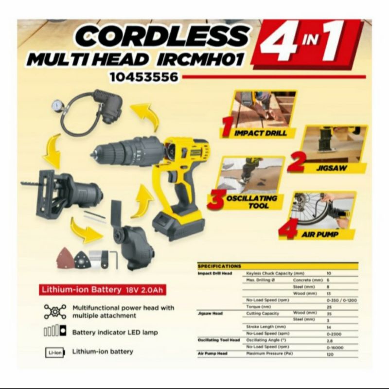 Krisbow cordless multi head drill bor multifungsi