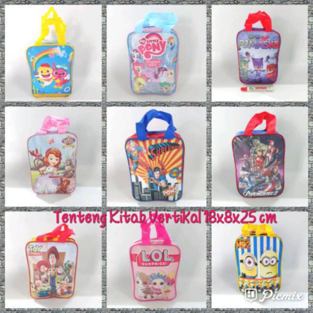 

Tas Ultah Tenteng Kitab berdiri tema kartun