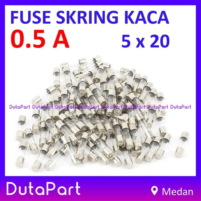 Skring Fuse Kaca 0.5A Uk. 5x20 mm 250VAC Sekring Sekering 0.5 A Ampere