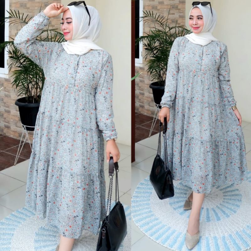 MIDI DEWASA, DRESS TERBARU, MIDI DRESS BAHAN CERUTY BABY DOLL, DRESS DEWASA MIDI, MIDI CERUTY